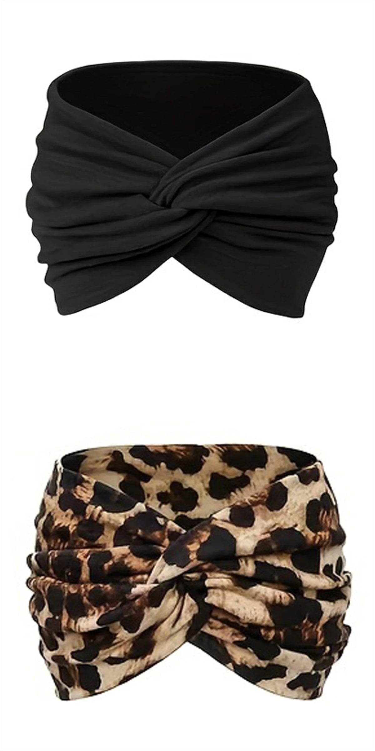 Black fabric adjustable sports headband tied in a knot