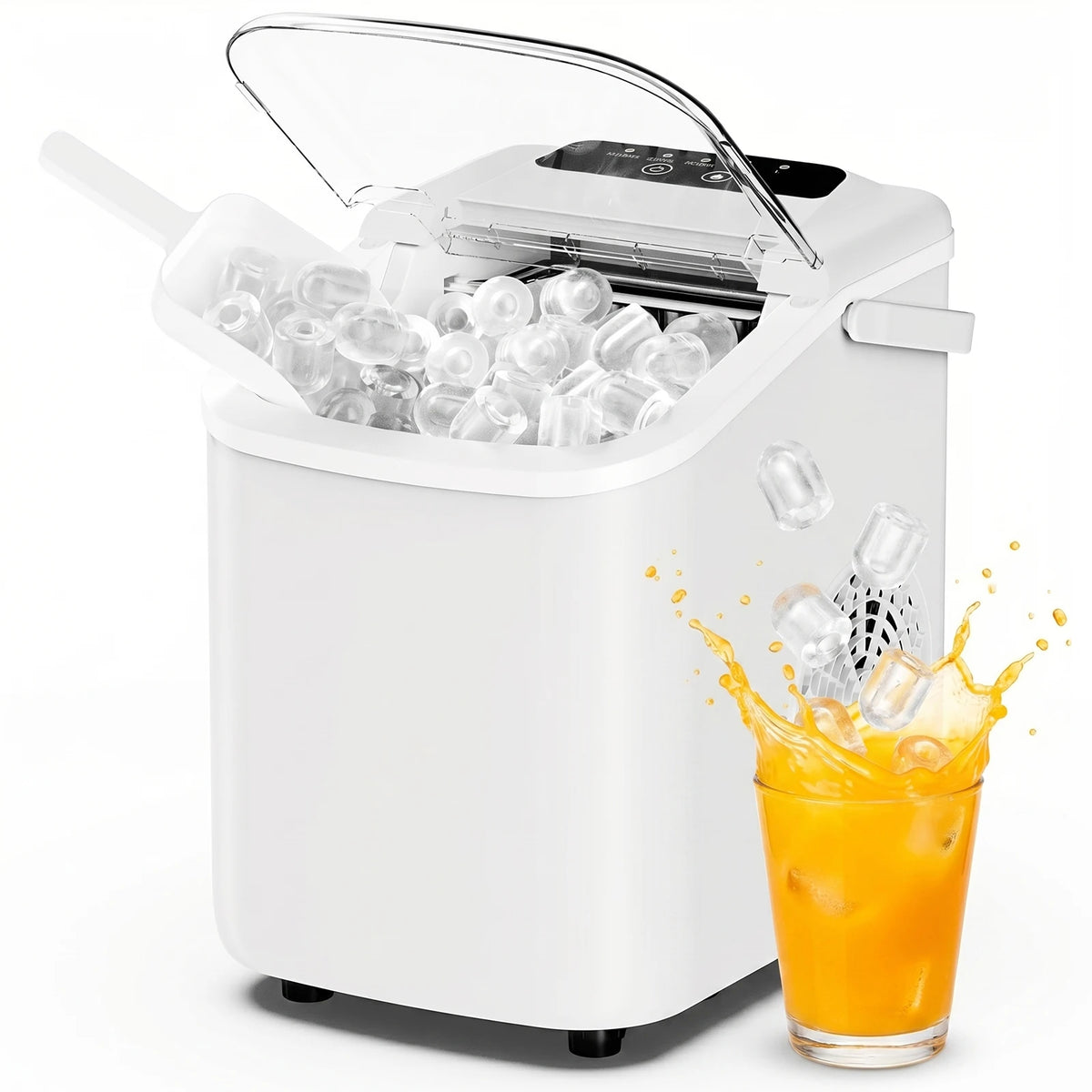 Compact Countertop Ice Maker with Basket and Handle