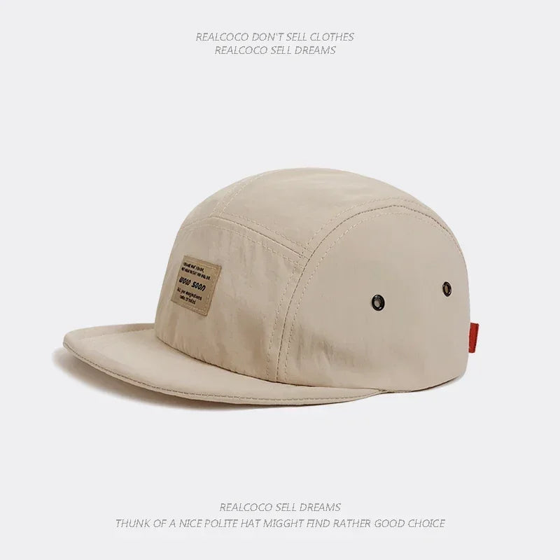Quick-Dry 5-Panel Baseball Cap with Adjustable Strap