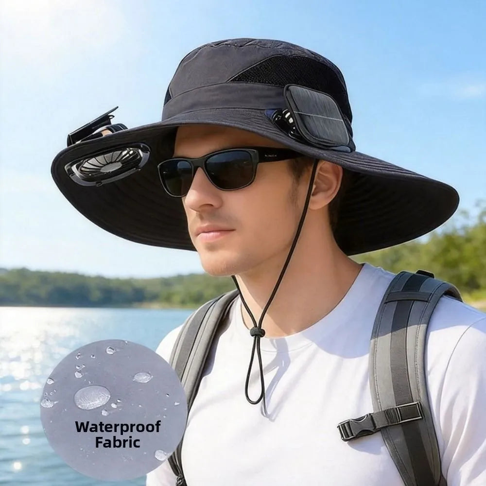 Solar-Powered Cooling Fan Hat with UV Protection