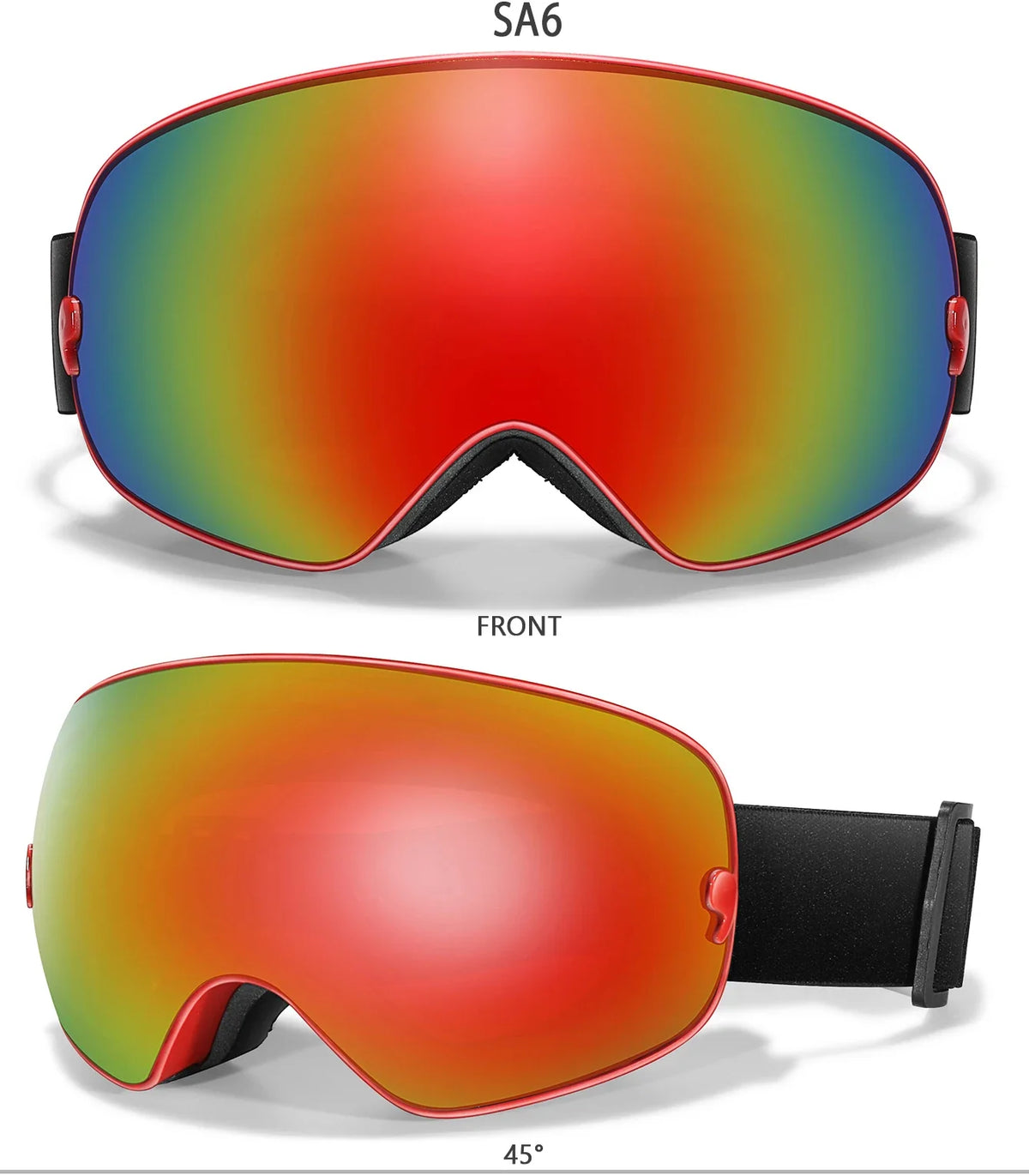 Outdoor Ski Goggles with Protective Case and Anti-Fog Lenses