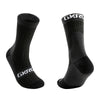 A pair of black GKRO cycling socks shown from the side.