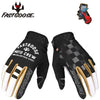 A pair of black FastGoose full-finger motocross and off-road cycling gloves with tan accents.