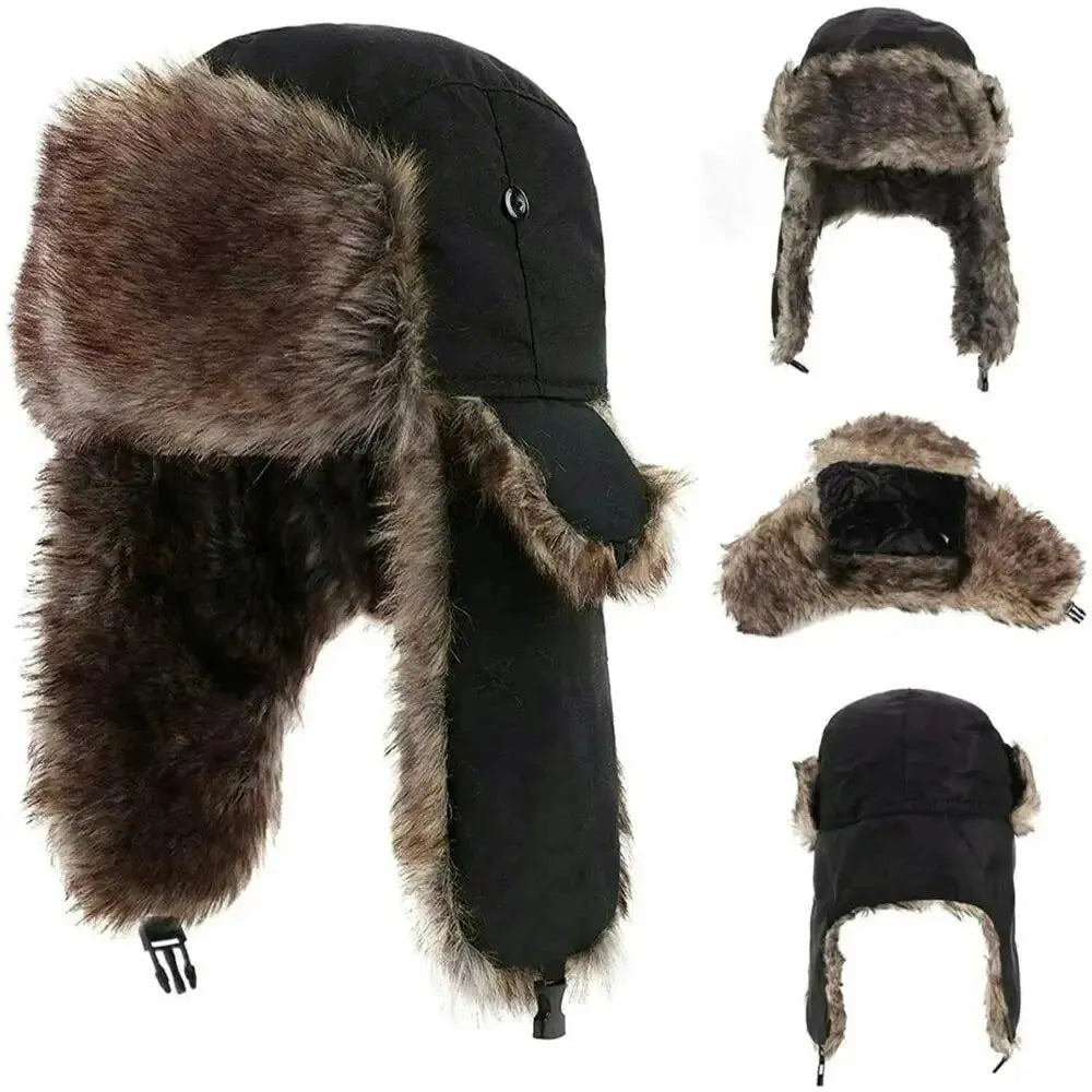 Men's Winter Trapper Hat with Faux Fur Ear Flaps