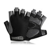 Black breathable half-finger sport gloves for cycling and exercise shown from above