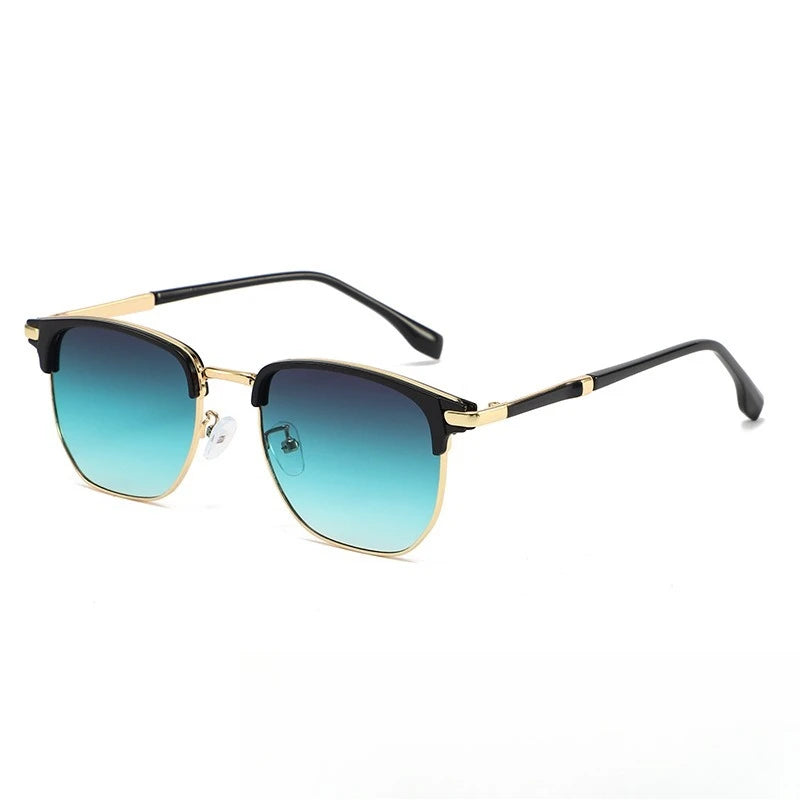 Vintage Half-Frame Sunglasses with UV400 Protection