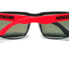 Rote und schwarze polarisierte Sonnenbrille mit KDEAM-Branding