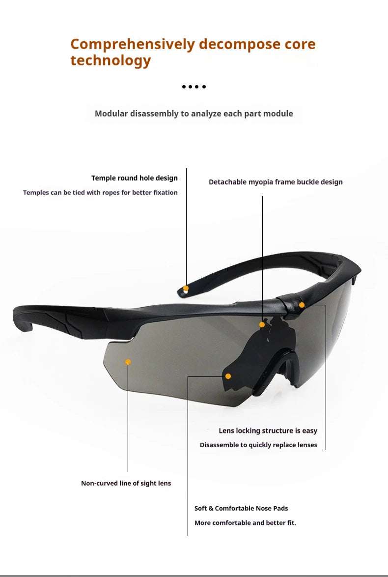 Tactical Sports Glasses with Swappable Lenses