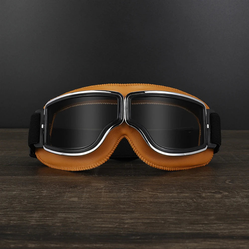 Vintage Leather Motorcycle Goggles