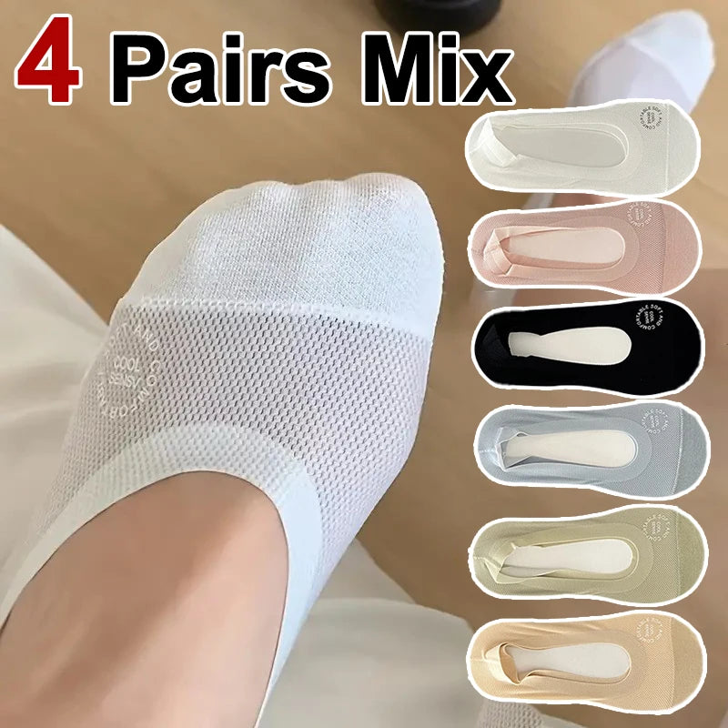 Women's Invisible Low-Cut Socks with Silicone Grip