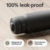 Black insulated stainless steel sports water bottle with a magnetic and push button opening lid