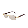 Gafas sin aro vintage de diamantes con monturas marrones y detalles dorados