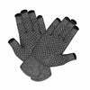 A pair of dark gray copper compression arthritis hand and wrist gloves.