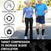 Two older adults are shown exercising, with icons indicating the prevention of varicose veins, reduced DVT risk, and muscle w