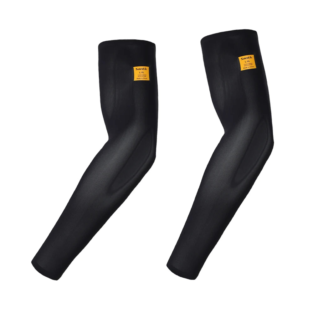 Ein Paar schwarze UV-Schutz-Sportarm-Sleeves für Fitness und Outdoor-Aktivitäten.