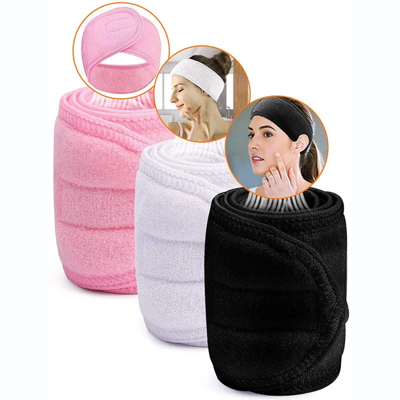 Adjustable Soft Towel Headband for Facial & Hair Use