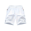 White men's lightweight quick-dry running shorts laid flat