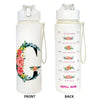 Front and back views of a white insulated straw tumbler featuring a large letter C design