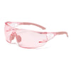 Pink transparent safety goggles with pink frames and clear lenses