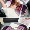 Women's Rhinestone Oversized Round Sunglasses with UV400 Protection