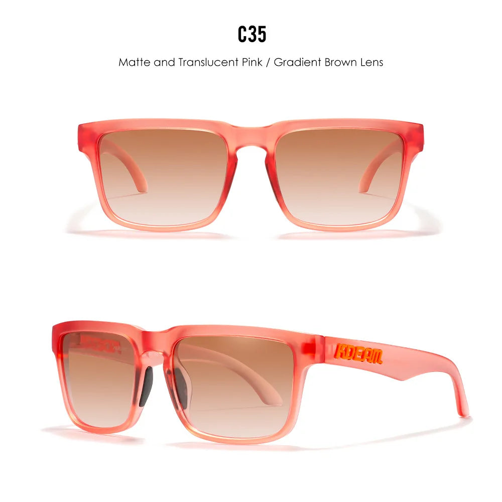 C35 matte und durchscheinende rosa-braune Farbverlauf-Linsen-Sonnenbrille in zwei Ansichten