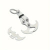 Stainless steel folding grappling hook with a spring-loaded mechanism and a curved hook blade.