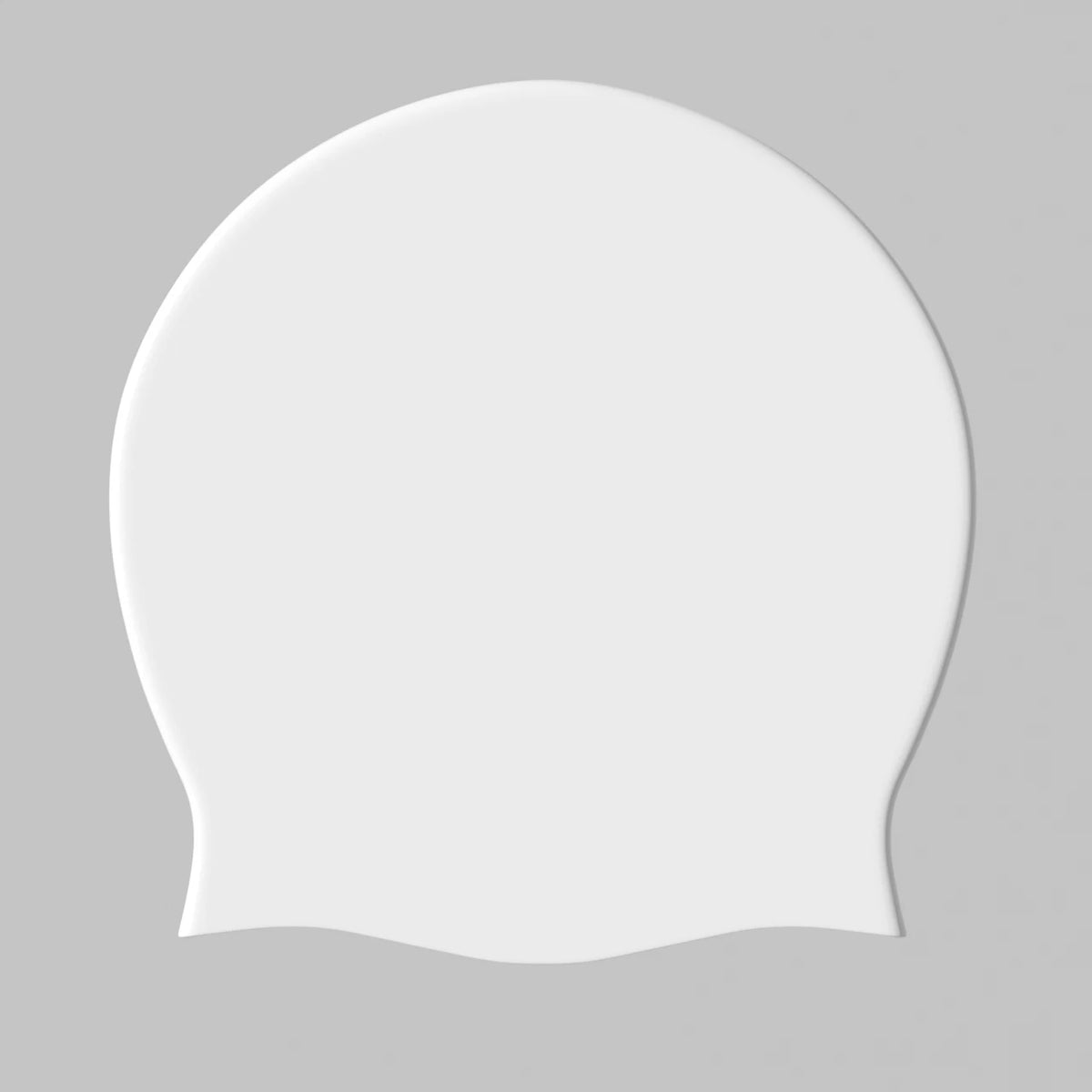 A smooth, white silicone swim cap designed for hair extensions.