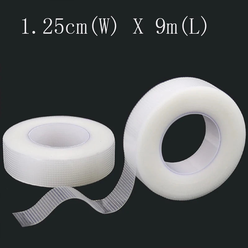 Roll of transparent fabric eyelash extension tape measuring 25cm wide by 9m long