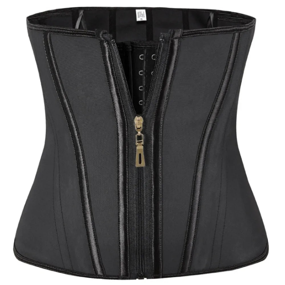 Corset de maintien noir sans coutures avec fermeture éclair avant