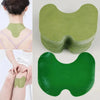 Green acupuncture heat patches for knee relief shown on skin and stacked.