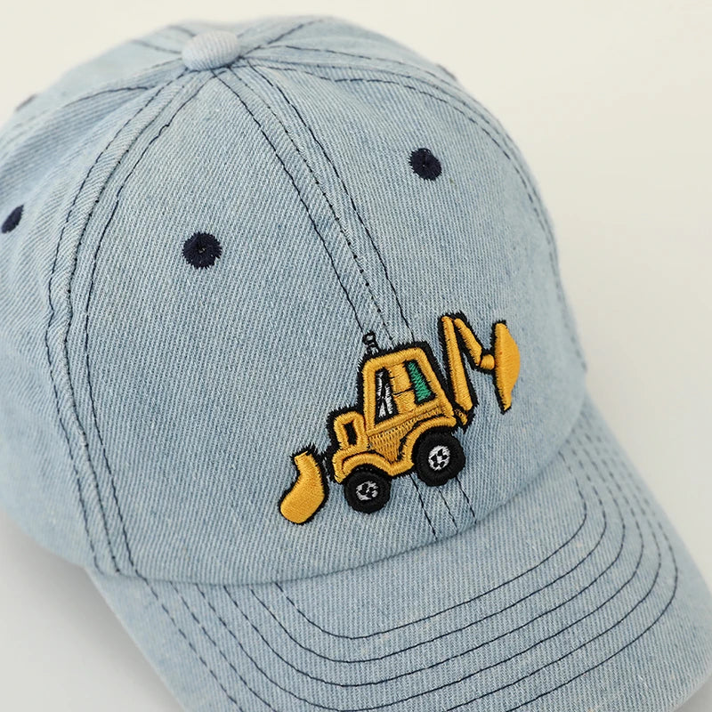 Kids' Bulldozer Baseball Cap - Soft Washed Cotton, Adjustable