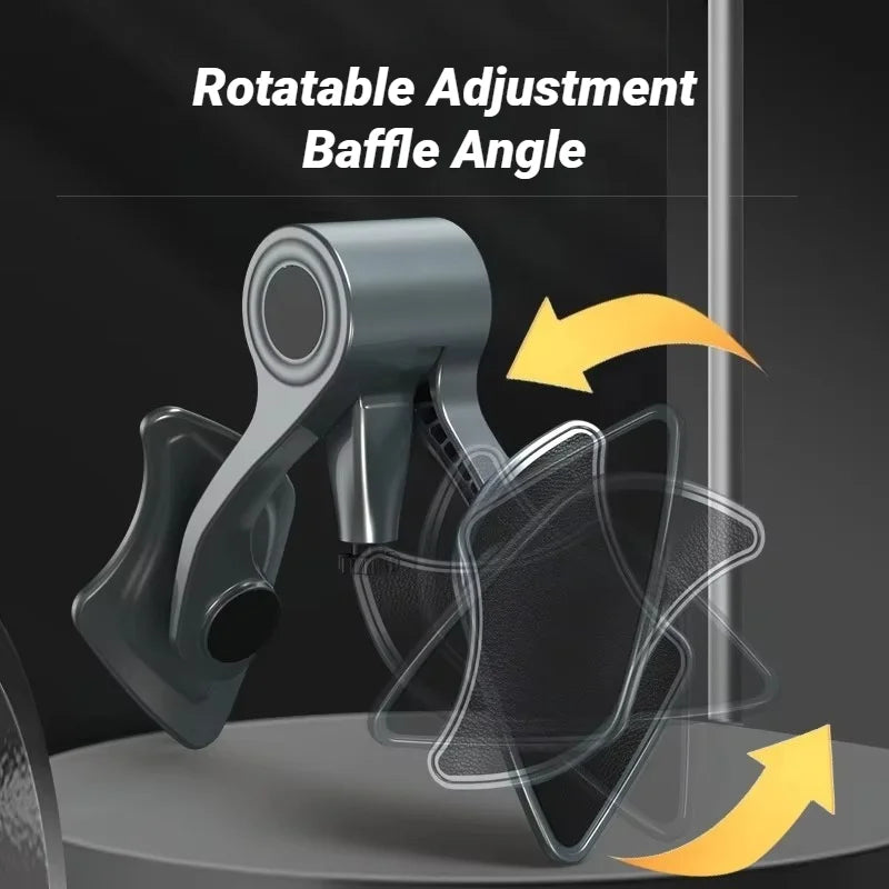A rotating adjustment baffle angle mechanism for a pelvic muscle trainer.