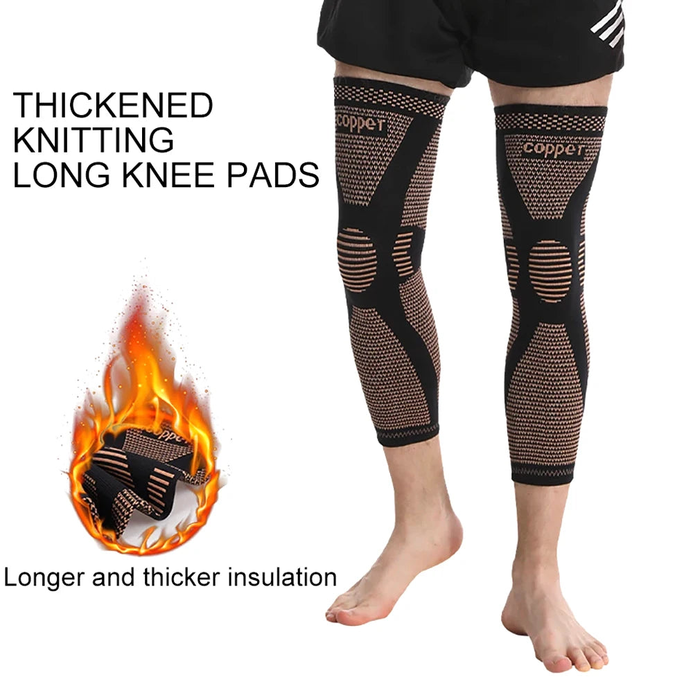 Black knee compression sleeves with copper ion infusion for longer and thicker insulation