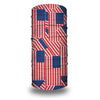 A tube bandana featuring a patriotic design with red, white, and blue stripes and stars.