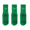 Drei Paar grüne atmungsaktive Yoga- und Pilates-Socken über dem Knie mit DOIT-Logo.