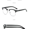 Black silver C2 retro anti-blue light computer glasses shown from front, side, and angle views.
