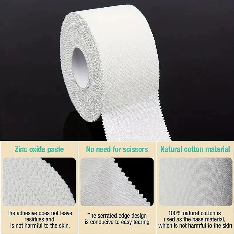 Roll of white natural cotton material used as a base for sports tape