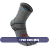 One pair of dark grey men's sport compression socks shown from the side.
