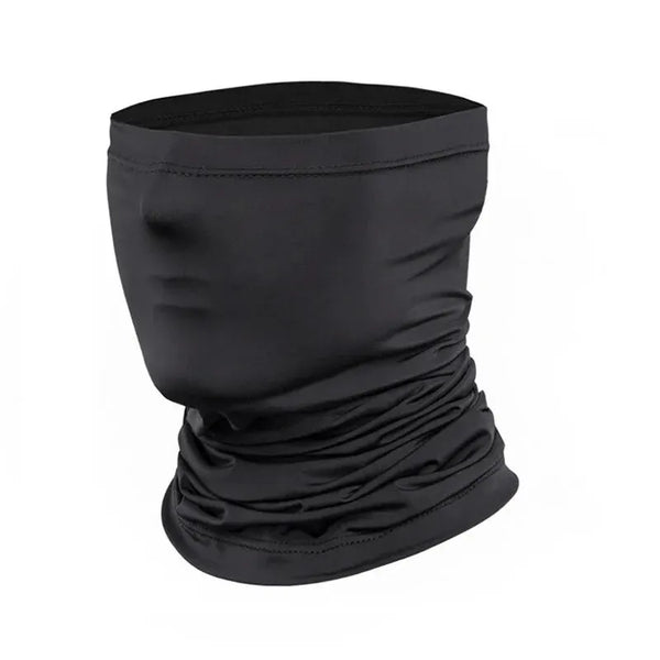 Black breathable sun protection face scarf for sports and outdoor activities