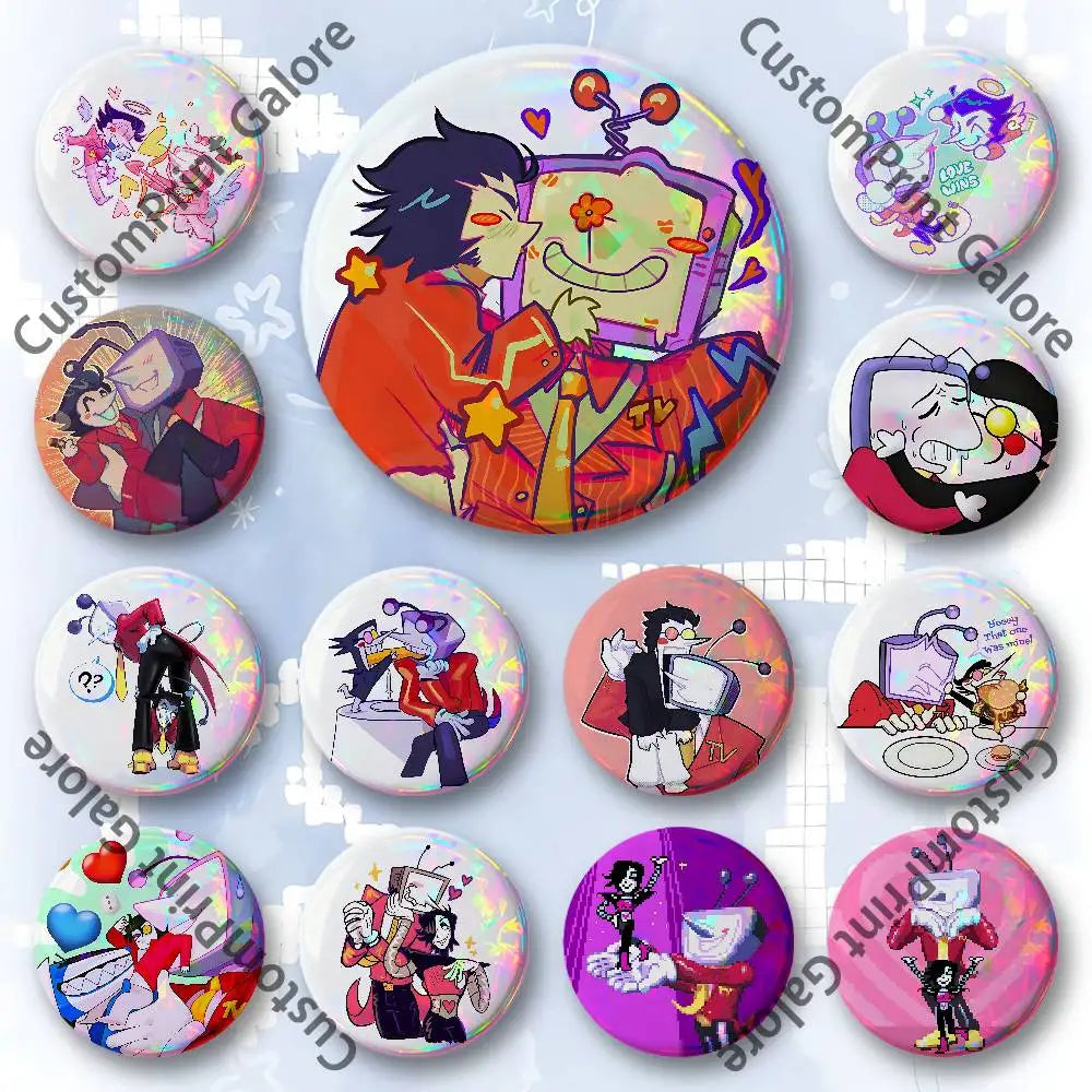 Spamton-Inspired Round Enamel Pin Badge Set