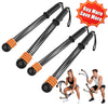 Set of adjustable ropeless battle ropes in black and orange for a full body workout.