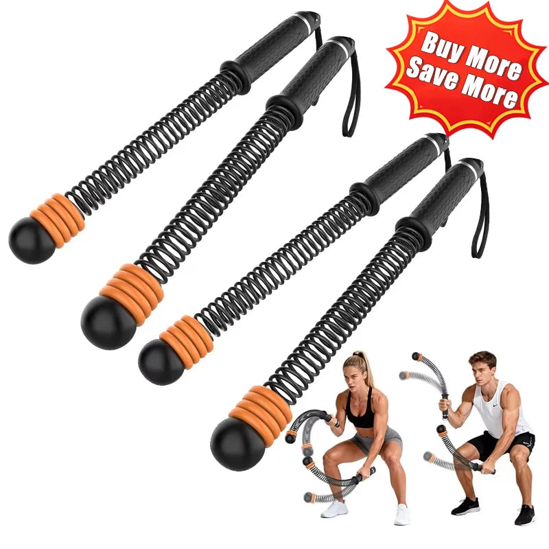 Set of adjustable ropeless battle ropes in black and orange for a full body workout.