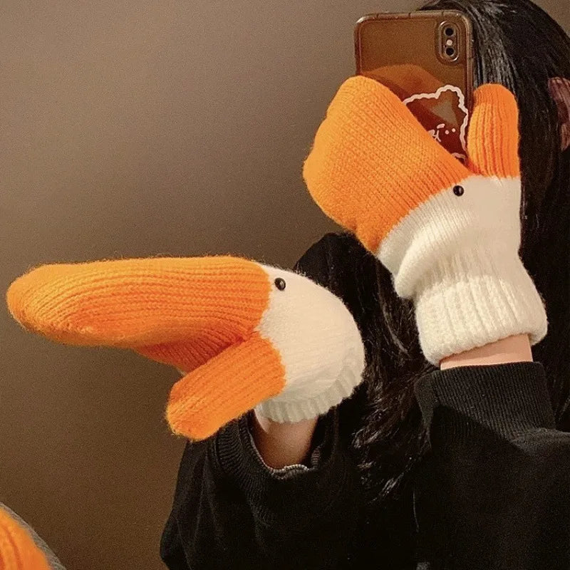 Knit Goose Gloves with Plush Lining