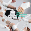 White athletic binding tape wrapped around various parts of the body for sports injury support