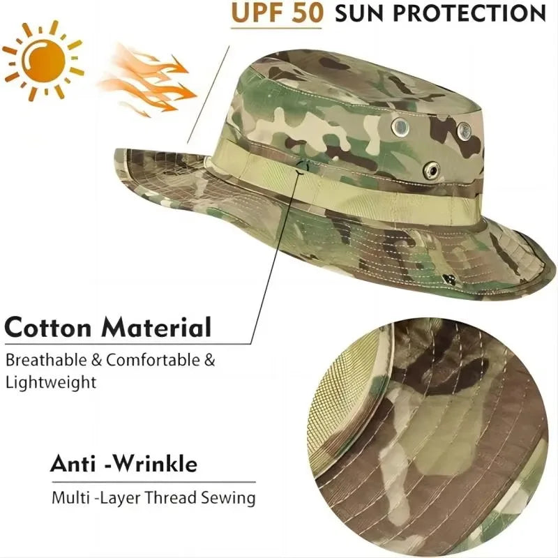 Camouflage Boonie Hat with Attached Face Mask