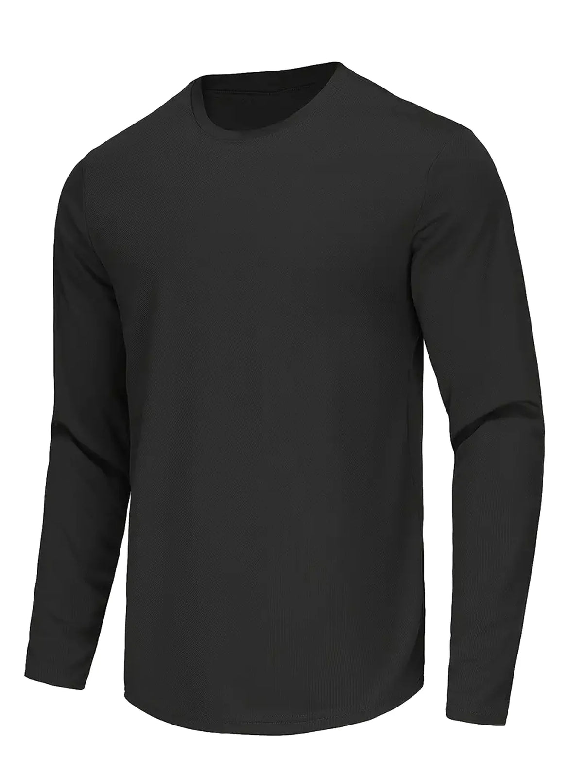 Black performance quick-dry long-sleeve shirt shown from the front.