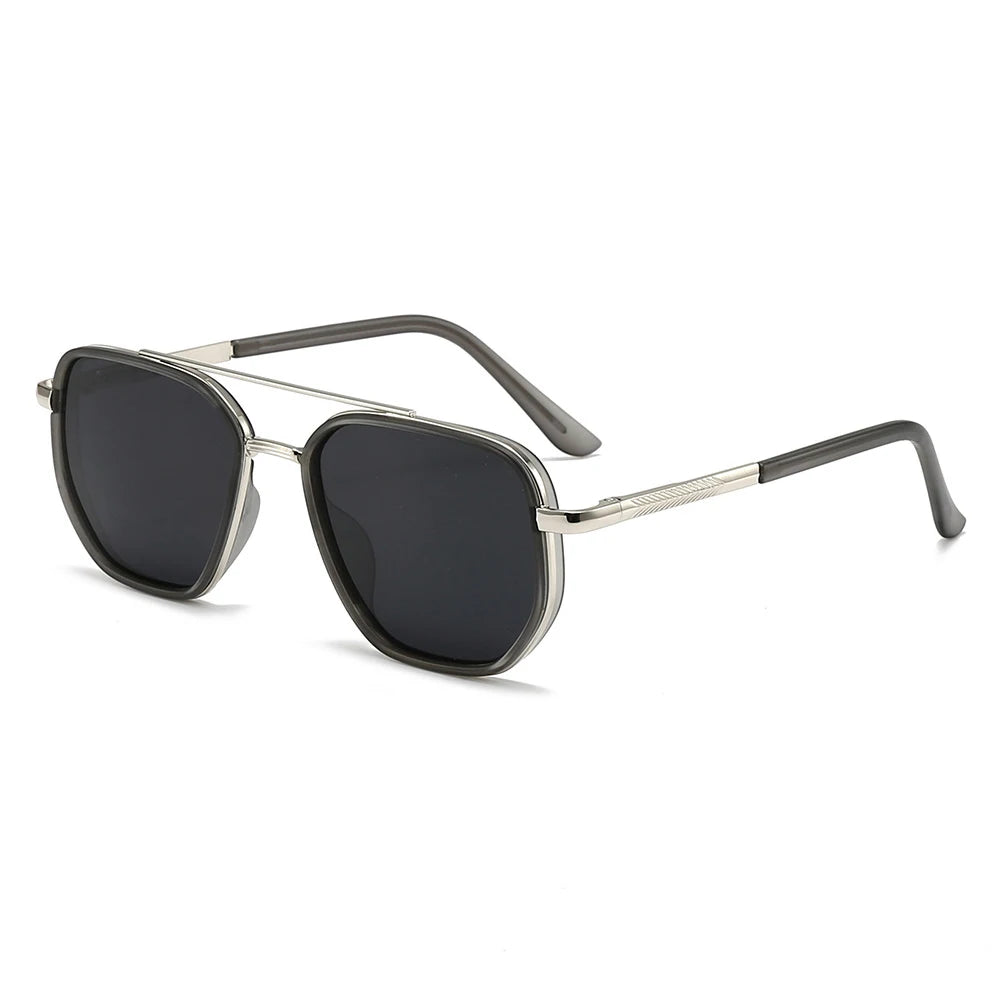 Classic pilot polarized sunglasses with dark lenses and metal frames