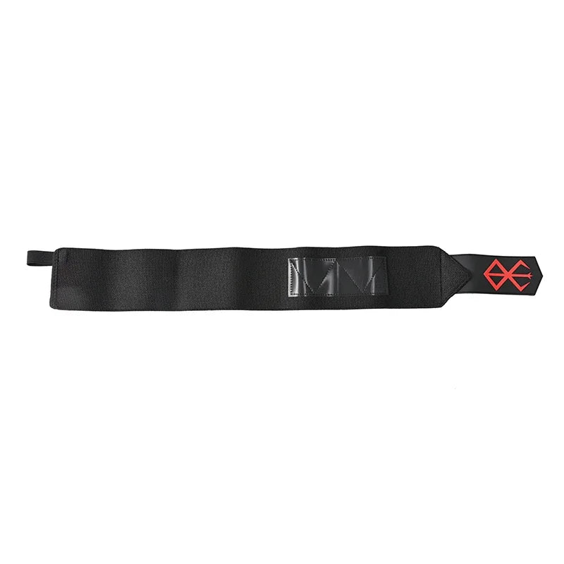 Envelopps de poignet noirs robustes avec un logo rouge et noir à l'extrémité