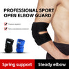 Person in black elbow guard for sports, demonstrating pressure regulation and comprehensive protection.