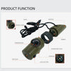 A survival whistle and tool kit featuring a sealed cabin, thermometer, mirror, compass, magnifying glass, and LED light.